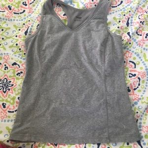 Gray workout tank with built in sports bra